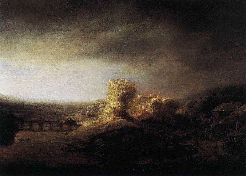 REMBRANDT Harmenszoon van Rijn Landscape with a Long Arched Bridge oil painting image